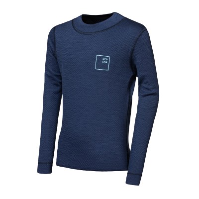 SENSOR MERINO DF LOGO UP juniorské triko dl.rukáv deep blue