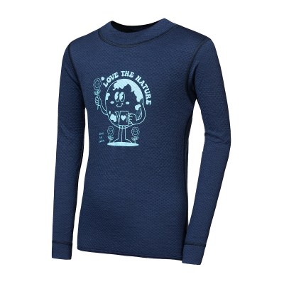 SENSOR MERINO DF PLANET dětské triko dl.rukáv deep blue