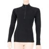 SENSOR MERINO DF dámské triko dl.rukáv zip černá