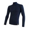SENSOR MERINO DF pánské triko dl.rukáv zip deep blu