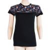 SENSOR MERINO IMPRESS dámské triko kr.rukáv černá/floral